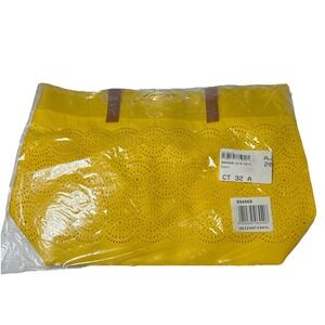 Yellow Spring Tote‎ Bag Purse With Brown Handles Summer Women's Bag Dopamine